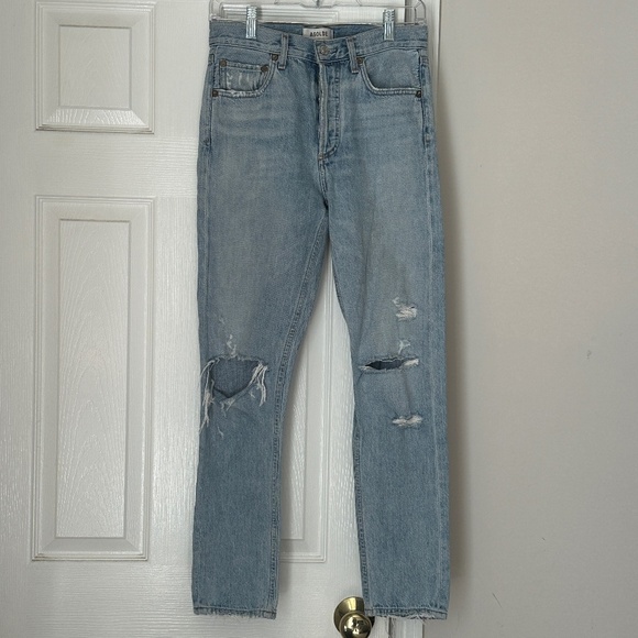 Women's AGOLDE Jamie High Rise Classic Jeans Size 25 Ripped Revolve Distressed - Picture 1 of 9